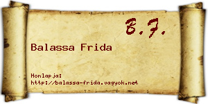 Balassa Frida névjegykártya